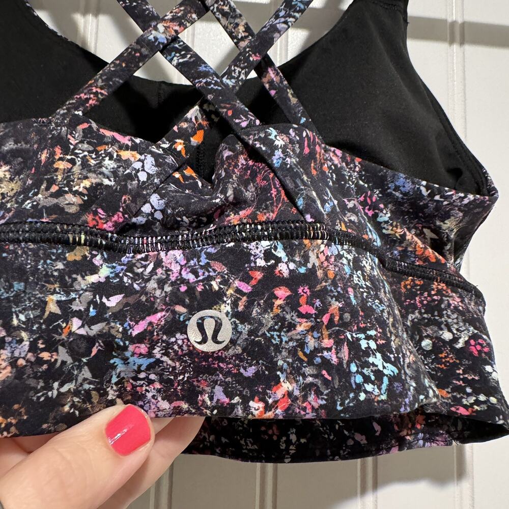 Lululemon Energy Longline Bra Medium Support Floral Spray Multi Size 8 - Picture 5 of 6